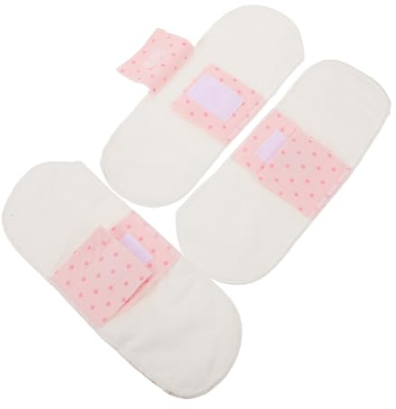 Serviettes Hygiéniques Lavables Réutilisables pour Femmes en Coton, 3 | Absorbantes et Douces, Bouton Pression, Blanches, pour Voyage et Post-partum