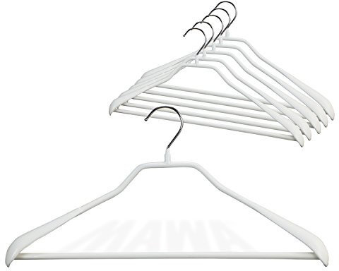 Mawa by Reston Lloyd BodyForm Serie Rutschfester, platzsparender Kleiderbügel mit Stange für Hosen, 40,6 cm, Stil 42/LS, 6 Stück, weiß