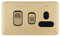 Schneider Electric Lisse - Unità di controllo a vite Deco con presa di corrente singola, doppio polo, indicatore al neon, 45A, GGBL4001BSB, ottone satinato con inserto nero