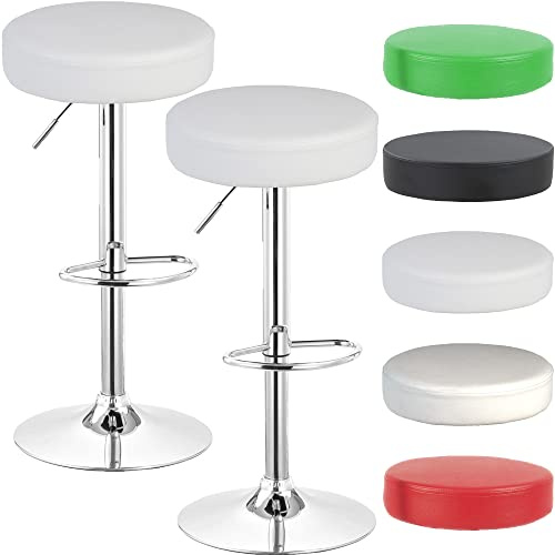 Beltom® 2 SGABELLI da Bar E Cucina con PENISOLA Regolabili in Altezza Sedia Girevole per PIZZERIE Pub RISTORANTI Hotel Soggiorno Ufficio - Modello Star - X2-Bianco