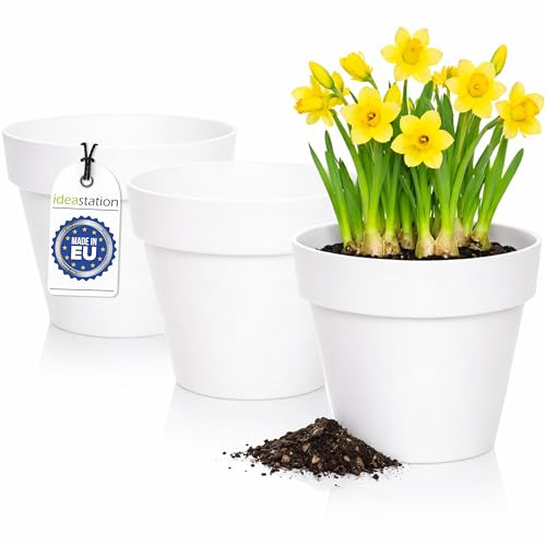 idea-station IBI Blomkruka i plast 3 x 14 cm - vit - krukskydd inomhus växt