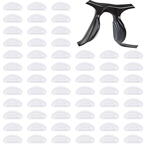 Chudian 60pares Almohadillas Gafas Nariz de Silicona Suave Nariz Almohadillas Adhesivas Almohadillas Nariz para Gafas Anteojos y Gafas de Sol (Transparente)