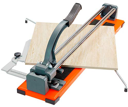 DREAMADE Manueller Fliesenschneider, Schnittstärke bis zu 210mm & Schnittlänge bis 61cm, Fliesenschneidmaschine mit Drehwinkel 0° – 60°, Stützfuß & Winkelanschlag & Parallelanschlag