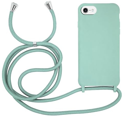 MyGadget Handykette für iPhone 6 | 6s | 7 | 8 | SE 2020 | SE 2022 - [ Hülle mit verstellbaren Band ] - TPU Handyhülle mit Handyband zum Umhängen - Kordel Schnur Case Schutzhülle - Mintgrün