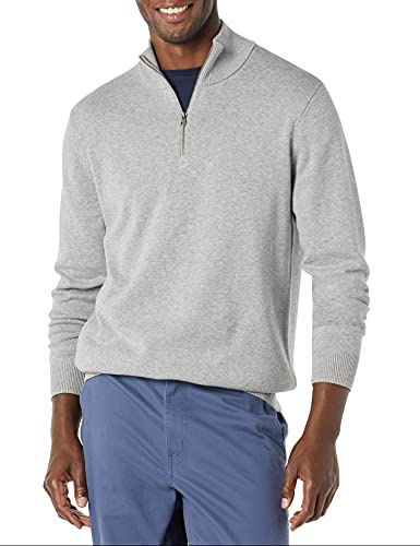 Amazon Essentials herr 100% bomull kvartsblixtlås, Medium grå Heather, X-Large