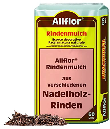 Allflor Rindenmulch aus verschiedenen Nadelholzrinden I 60 Liter Beutel I Holzhackschnitzel für Garten I Gartenmulch gegen Unkraut