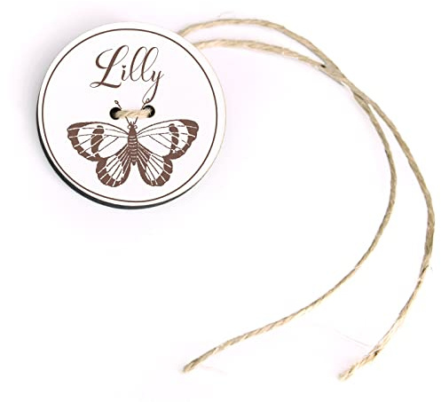 Schultüten Anhänger mit Name und Schmetterling Motiv - Kinder Geschenk Einschulung Schulanfang Zuckertüte Deko Ø 5 cm