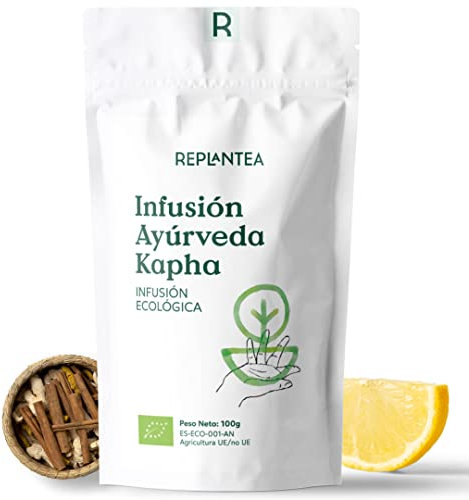 INFUSION JENGIBRE LIMON Y REGALIZ Ayurveda Kapha 100% Ecológica 100g (50 Tazas) | TE AYURVEDA Energizante sin Teína con Regaliz, Jengibre, Canela, Lemongrass, Limón REPLANTEA®