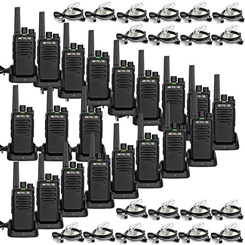 Retevis RT668 Funkgerät mit Kopfhörer, PMR446 Lizenzfreies Tragbares Funkgerät Wiederaufladbar, Professionelle Walkie Talkie Robust für Schulen, Hotels, Sicherheitsdienste (20 Stück, Schwarz)