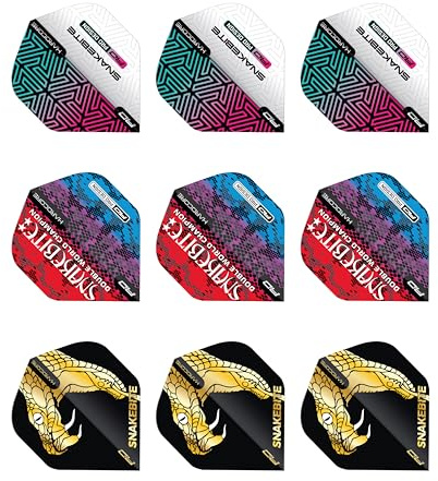 RED DRAGON Assorted Hardcore Dart Flight-Paket - 3 Sätze pro Packung (insgesamt 9 Dart-Flüge)