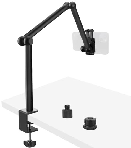 HEMMOTOP Magic Arm Desk Mount/Clamp, 28 Adjustable Camera Arm for iPad, Overhead iPhone Mount, for Yeti Snowball Microphone, Light, Webcam, Action Camera AS05