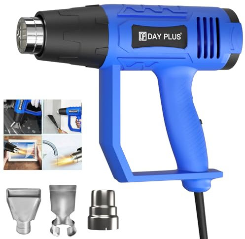 2000W Heißluftpistole, Professionelle Heißluftpistole 300℃-600℃ Variable Temperaturregelung mit 2-Temp-Einstellungen, 3 Düsen, zum Schrumpfen von PVC, Abziehen von Farbe und Klebstoffen, usw.