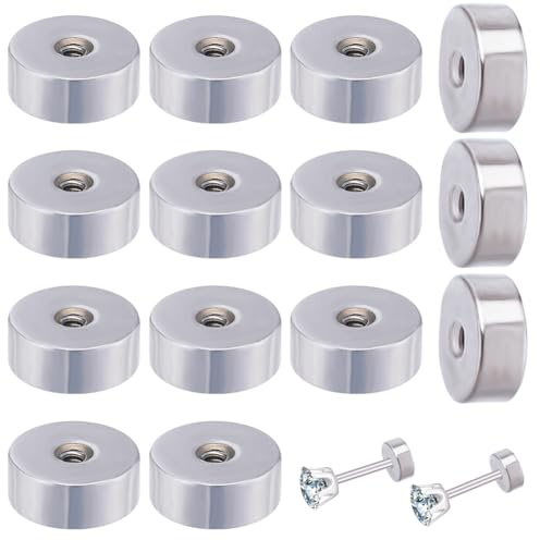 Beebeecraft 1 Caja 50 uds Parte Trasera de Bola de Tornillo Geometría de Acero Inoxidable Parte Trasera de Pendiente de Repuesto Plana Y Redonda para Joyería Suministros para Hacer 20 Gauge 5mm