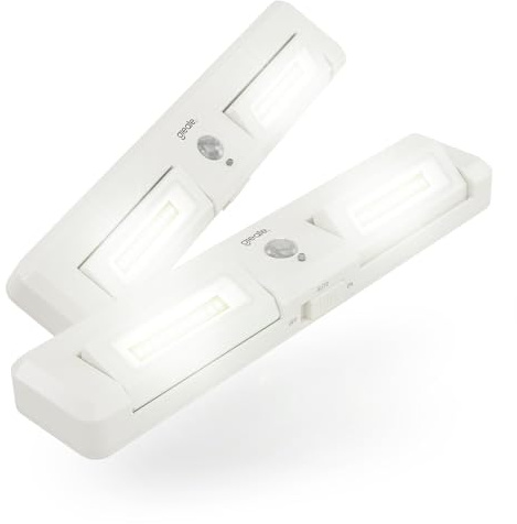 greate 2 x LED-ljuslist med rörelsedetektor inomhus batteridriven – LED-skåpbelysning med rörelsedetektor och justerbar ljusstrålning för skåp, trappor och mycket mer – skåpbelysning batteri