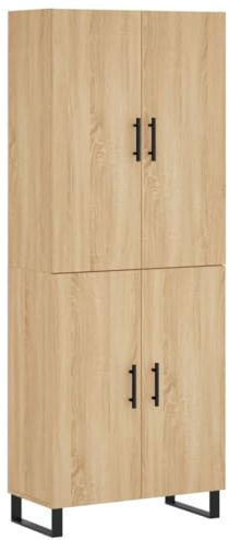 vidaXL Aparador Alto Madera contrachapada Color Roble 69,5x34x180 cm