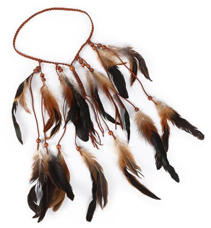 Aublinto Stirnband Festival, Haarband mit Federn Regenbogen Feder für Erwachsene, Boho-Kopfschmuck, Hippie, Indianerin, Karneval, Fasching, Fastnacht, Mottoparty, Halloween Stirnband Festival