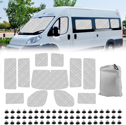 Sonnenschutz Ersatz für FIAT Ducato/Peugeot Boxer/Citroen Relay 2006-2026 | 11-teiliges Set Technology Thermomatte, Faltbar Innen Frontscheibenabdeckung Sonnenblende, Reflektiert Hitze, UV Schutz