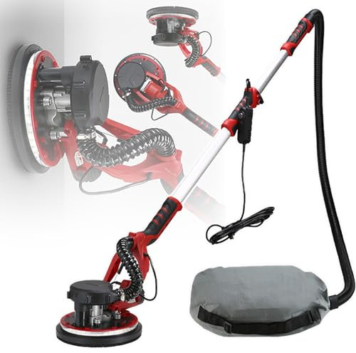 QIeAny Levigatrice per Muri A Secco, con velocità Variabile 900-1200 Giri/min, Disco Abrasivo da 225 Mm+con Raccolta Automatica della Polvere con Aspirazione, Include 6/50/100 Dischi Abrasivi,C