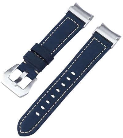 20mm Läderband med snabb passform för Samsung Galaxy Watch 6 5 4 40 44mm klocka 5 pro 45mm för 6/4 classic 43 47mm 42 46mm Klockarmband,blå silver,för klocka 4 40 44mm