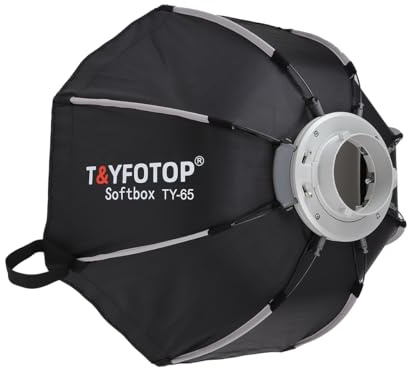 T&YFOTOP Octabox Studio Photograohy Quick 1-Step Open & Folding 47.2in (120cm) Octagonal Softbox Bowens Mount Deep Octa Softbox with Grid Parabolic for Speedlite Flash