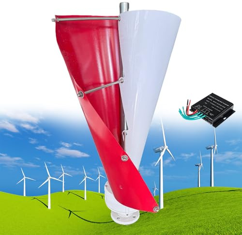 Fablestoryem 12000W Kit de Generador de Turbina Eólica Vertical, 12V/24V/48V 2 Aspas, Turbina Eólica Vertical con Eje de Levitación Magnética Helicoidal Adecuada para Uso Doméstico en Fábricas,C-12V