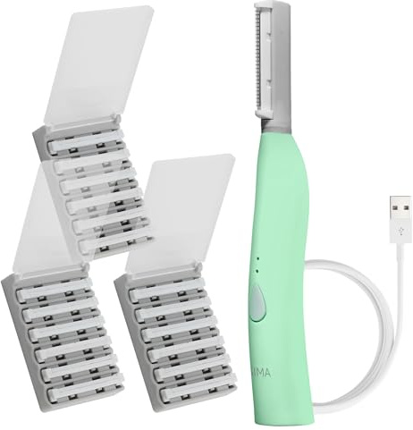 SPA SCIENCES - SIMA Patented Dermaplane Razor for Women Face – Painless 2-in-1 Facial Exfoliation & Peach Fuzz Hair Removal – Anti-Aging – 3 Speeds – Rechargeable – 19 Weeks Treatment