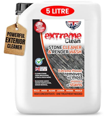 Trade Supplies UK - Extreme Clean Stone & Render Wash - Industrial Strength Solution for Exterior Stone, Render, and Paving (5L)