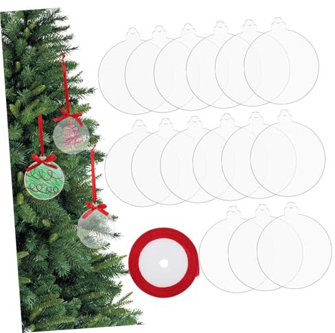 Alipis 18stücke Runde -Blanks Für Weihnachtsschmuck Klare Ornamente Mit Bändern Für Kreative Dekorationen An Weihnachtsbaum Und Türen