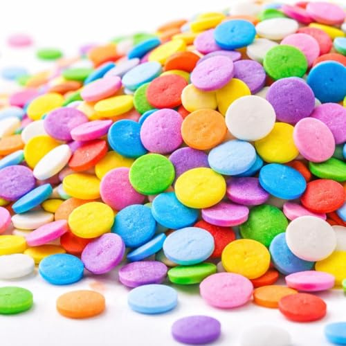 100g Edible Rainbow Sprinkles Confetti Rainbow Sprinkles Of Pearl Sugar Cake Sprinkles, Edible Cake Sprinkle, Multicoloured Circles Decorating Sugar Confetti for Cupcake Cakes Decorations(Confettis)