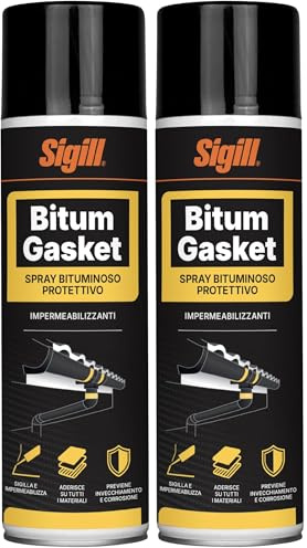 SIGILL, Bitum Gasket, Spray Bituminoso Impermeabilizzante e Sigillante, Aderisce su tutti i Materiali, Sovraverniciabile, Previene la Corrosione e l'Invecchiamento, Made in Italy, 500 ml