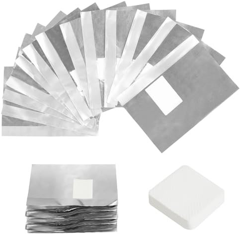 LOPHE 200 Pcs Papillotes en Aluminium et 100 Pcs Lingettes à Ongles Non Pelucheux,Papillote Ongle Semi Permanent, Feuille d'aluminium pour Retirer À Ongles Gel Ongle, Argent