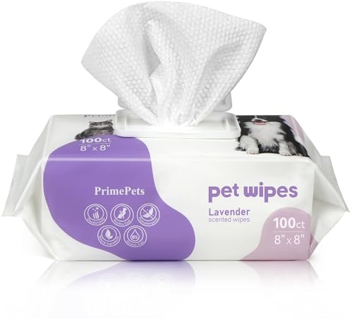 PrimePets Toallitas Perros Higiene 100 Piezas, 20 x 20 cm