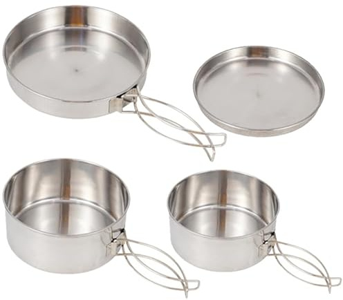 BESPORTBLE 1 Satz Einheit Kessel Campingkocher Kochgeschirr Korb Grill-Sets Im Freien Ofen Lagergerichte Töpfe Multi Campingpfanne Tragbar Camping-ausrüstung Gadgets Rostfreier Stahl Silver