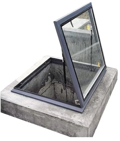 Finestra lucernario in alluminio con ventilazione manuale per installazione sul ponte, multi angolo, per interni, per tetti piani inclinati (48,3 x 58,4 cm)