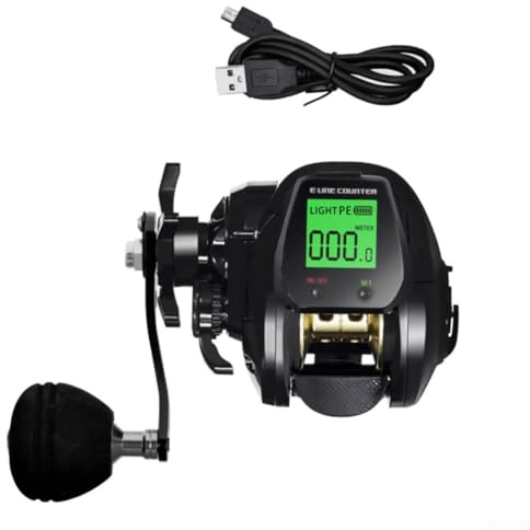 Electric Fishing Baitcasting Reel with Digital Display, Rechargeable Baitcast Fishing Wheel,7.2:1 Gear Ratio Fishing Reel(Black Left)