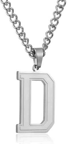 RWQIAN Herrhalsband med bokstäver berlocker silver/guld/svart initialt rostfritt stål bokstäver A-Z hänge halsband 60 cm påskhalsband fars dag jubileumsgåvor för män pojkar, Rostfritt stål