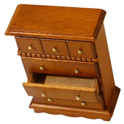 TOYANDONA Miniatur Holzschrank Für Puppenhaus Vintage Möbelmodell Dekoration Von Mini-häusern Und Spielszene Walnussfarbe