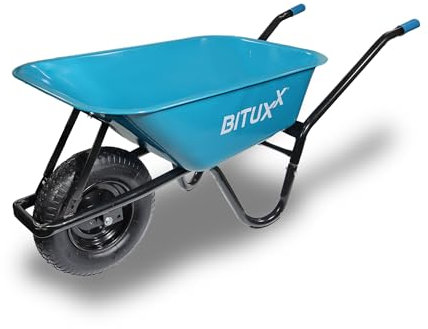 BITUXX Schubkarre 100L Schubkarren Schiebkarre Groß Scheibtruhe Bauschubkarre Blau mit Luftreifen und kugelgelagerter Achse bis 250kg
