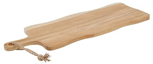 URBN-CHEF Large Handmade Teak Wood Chopping & Serving Board with Handle & Hanging Hook - Rustic Charcuterie Meat Cheese Paddle Tray - Available in 3 Sizes (49–69cm)