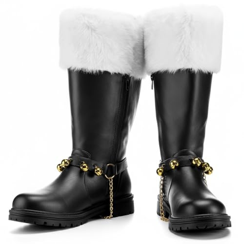 Halfchet - Men's Christmas Santa Claus Boots Wide Cuffs Combat Santa Boots