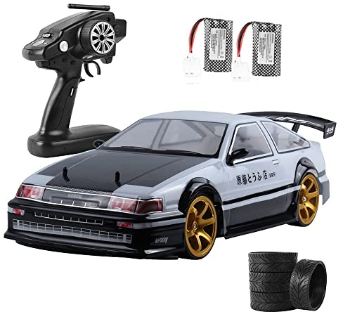 QIYHBVR 1/10 RC Drift Car, 2,4 G Ferngesteuertes Auto, 4WD 70 Kmh Hochgeschwindigkeits-Elektro-Rennwagen-Spielzeug Mit LED-Licht, Batterie Und Drift-Reifen, Geburtstags