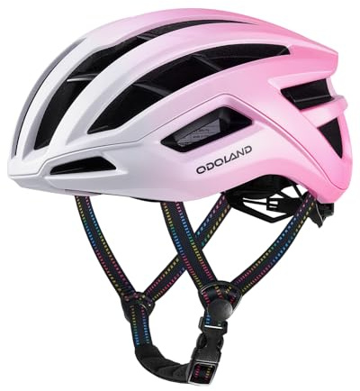 Odoland Cykelhjälmar för vuxna, cykelhjälmar, Gradient rosa vit