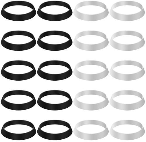 20 Pcs Sink Drain Gasket, 2 Colors, Seal Ring Waste Pipe Washer, Slip-Joints Washers, Rubber Gasket Washers Plumbing for 1 1/2 Inch Drain Pipe Sink Drains, Black & White
