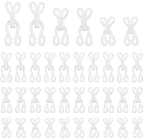 Xelsluthe 36 Pairs Sewing Hooks and Eyes Closure, 2.2/2.8/3.5cm White Metal Bra Hooks and Eyes for Sewing Clothing Bra Hook Replacement Craft Skirts