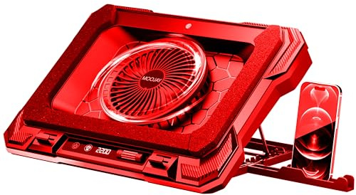 Base Refrigeradora Portatil Poderoso Fanático de Turbo RGB Gaming Notebook Cooler, MOOJAY Soporte del Ventilador de Laptop con 8 Alturas Ajustables y Soporte Teléfono per 14-19 Laptops - Colorido/a