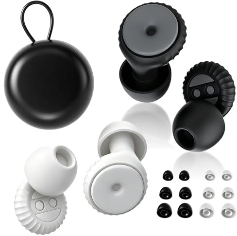 2 Pares Tapones Oidos Ruido Dormir, Efectiva Cancelación de Ruido de 46 dB | 3 tamaños (S/M/L), Tapones Reutilizables, Tapones Antirruido para Dormir, Viajes, Moto y Conciertos