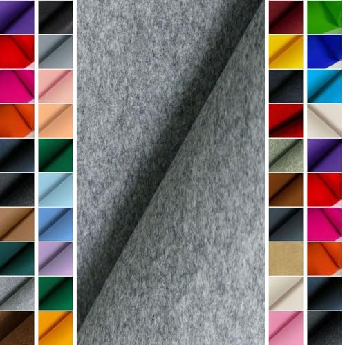 StoffBook 4mm Polyester Bastelfilz Stoff Meterware Graumelange – Stabiler Filzplatten Zum Nähen, Kleben, Basteln, DIY Taschen, Dekoration und Kinderprojekte - 100cm Breite - d217