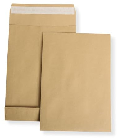 100 St. B4 Faltenversandtaschen braun Stehboden und 50 mm Falte 150 gr. Kuvert 250x353x50 mm Haftklebend Briefumschläge HK Briefhüllen
