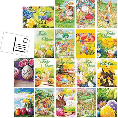 Preisjubel 400 Osterpostkarten, Ostergrußkarten mit 4 verschiedenen Motiven, Größe 14,8 x 10,5cm, Glänzend, Bedruckbar, Modern, Ostern