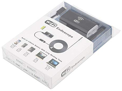 Inspektionskamera, IP67, wasserdicht, kabellos, HD 720P, Endoskop-Kamera mit einem kleinen Haken, WiFi-Box Saugnapf, 6 LED-Lichter einstellbar, Kabellänge 1-2 m, kompatibel mit iOS/Android/Windows